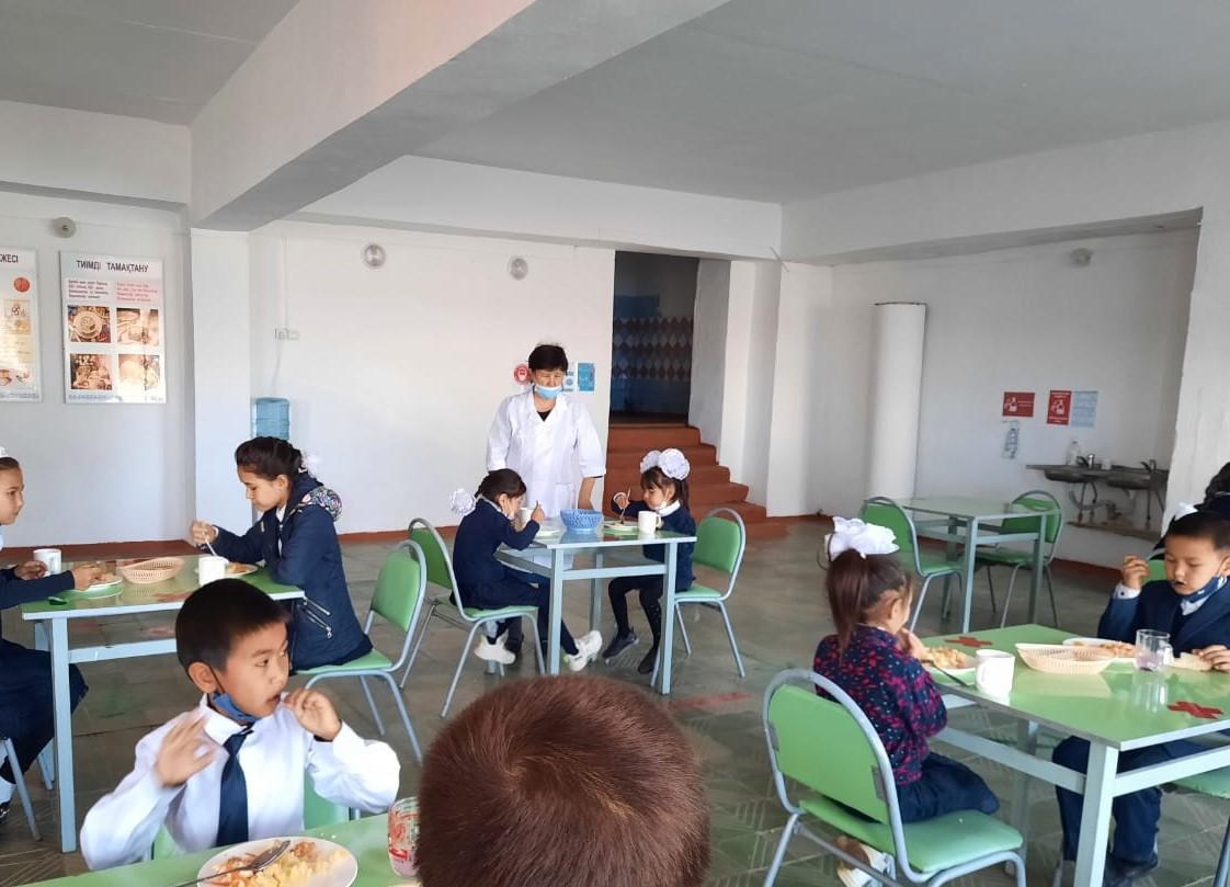 Оқушылардың тамақтану барысы мен мектеп медбикесінің тамақтану бойынша түсіндірме жұмысы